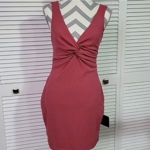 Never Worn NEW WITH TAGS - Rusty Rose Bodycon Dress with Twist in Front & Back